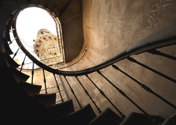 Escaleras de caracol suben al tejado de la mezquita del imán al Shafi'i, en El Cairo Escaleras de caracol suben al tejado de la mezquita del imán al Shafi'i, en El Cairo