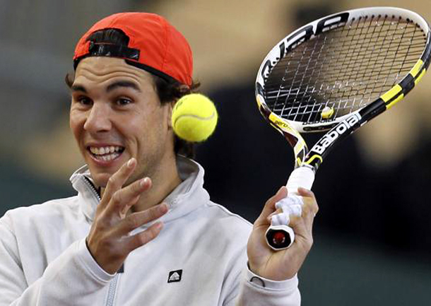 Rafa Nadal , durante los entrenamientos en Sevilla. Rafa Nadal , durante los entrenamientos en Sevilla.