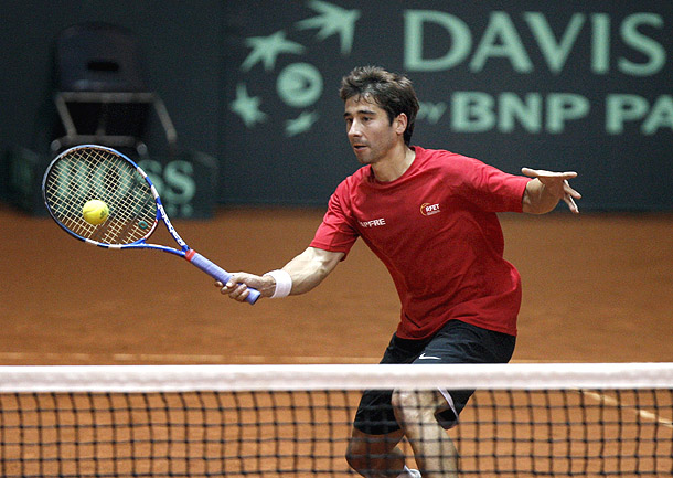 El tenista español Marc López se entrena en Oviedo (España, 7/2/2012) El tenista español Marc López se entrena en Oviedo (España, 7/2/2012)