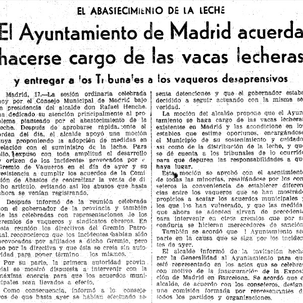 El abastecimiento de la leche