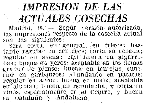 Impresión de las cosechas