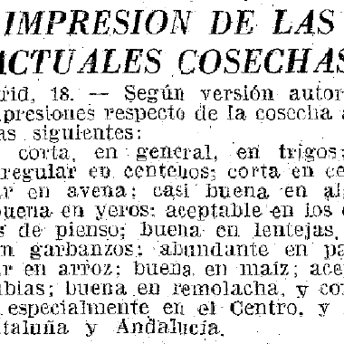 Impresión de las cosechas