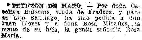 Petición de mano de una señorita