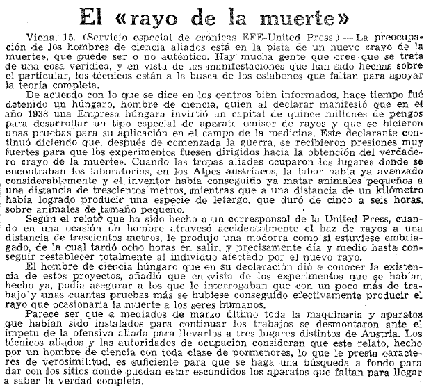 El «rayo de la muerte»