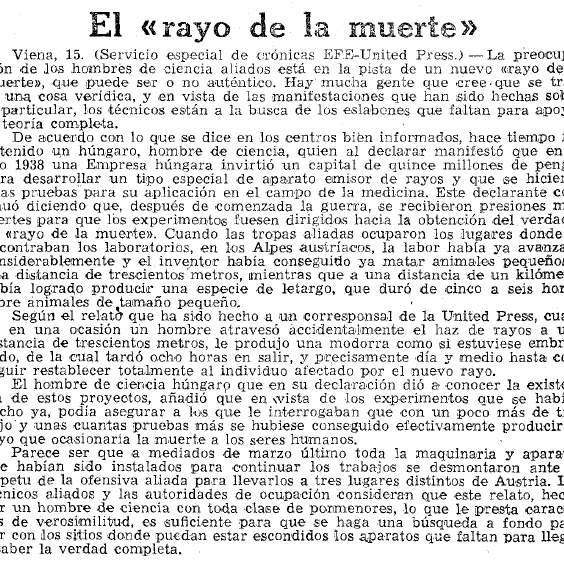 El «rayo de la muerte»