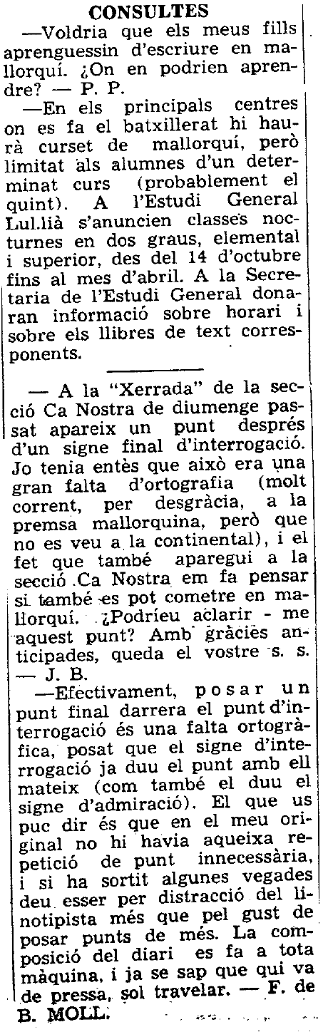 Consultas de mallorquín